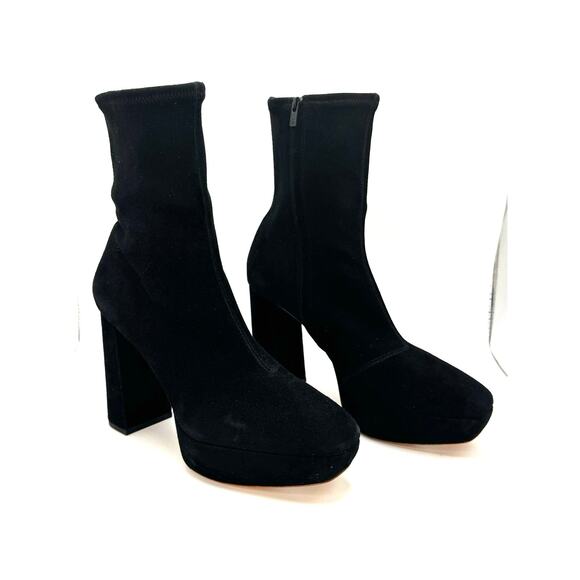 LOEFFLER Randall Black velvet Camden Black Platform Bootie size 9.5 - Picture 9 of 9